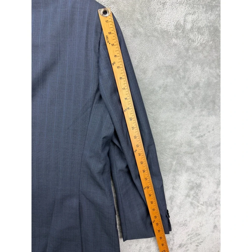 Corneliani Men's Blazer‎ 54R Navy Striped 100% Virgin Wool 3-Button